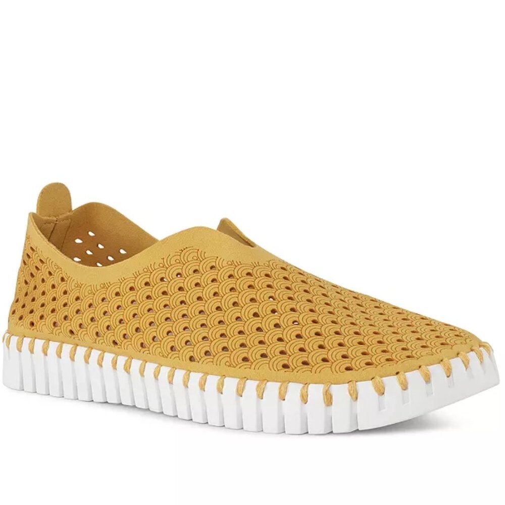 Women Ilsa Jacobsen Perforated Tulip Slip On Sz 8 Marigold
